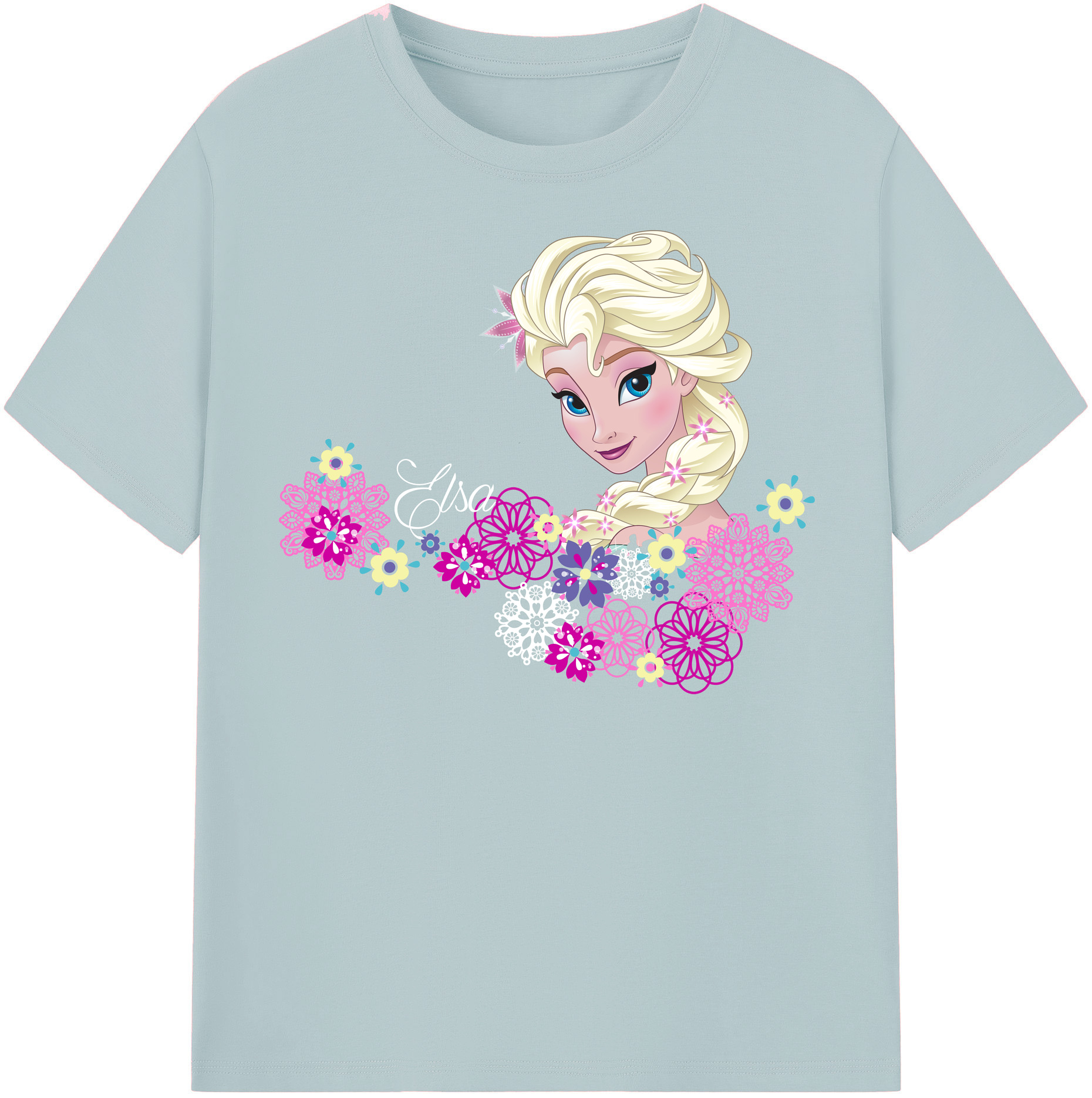 （画像用） アナと雪の女王 アンナ エルサ Frozen Anna Elsa 綿100％半袖Tシャツ（フロントプリント）